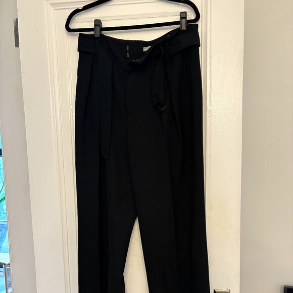 Belted Vince Pleated Trouser - Silk - Wide Leg - Mid-Rise - Picture 1 of 2